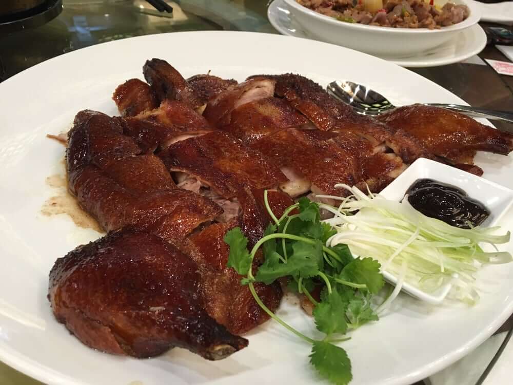 pecking duck dish at yue huang